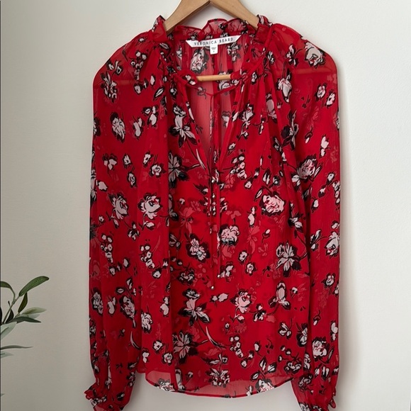VERONICA BEARD Floral Silk Top, Size 6 - Picture 6 of 16